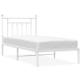 Estructura de cama de metal con cabecero blanco 90x200 cm de vidaXL, Camas y somieres - Ref: Foro24-353579, Precio: 69,77 €, ...