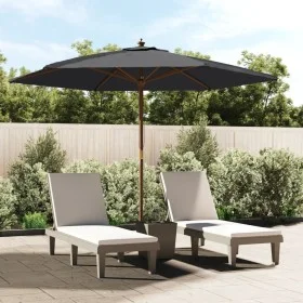 Sombrilla de jardín con poste de madera negro 299x240 cm de vidaXL, Sombrillas - Ref: Foro24-363173, Precio: 78,02 €, Descuen...