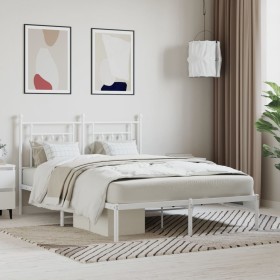 Estructura de cama de metal con cabecero blanca 150x200 cm de vidaXL, Camas y somieres - Ref: Foro24-353588, Precio: 123,66 €...