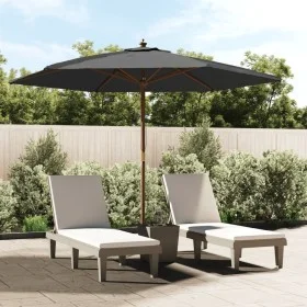 Sombrilla jardín con poste de madera gris antracita 299x240 cm de vidaXL, Sombrillas - Ref: Foro24-363169, Precio: 69,16 €, D...