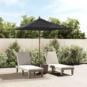 Sombrilla de jardín con poste de madera negro 198x198x231 cm de vidaXL, Sombrillas - Ref: Foro24-363189, Precio: 45,64 €, Des...