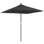 Sombrilla de jardín con poste de madera negro 198x198x231 cm de vidaXL, Sombrillas - Ref: Foro24-363189, Precio: 45,64 €, Des...