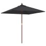 Sombrilla de jardín con poste de madera negro 198x198x231 cm de vidaXL, Sombrillas - Ref: Foro24-363189, Precio: 45,62 €, Des...