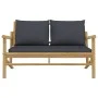 Bamboo garden bench with dark gray cushions by vidaXL, Modular outdoor sofas - Ref: Foro24-363464, Price: 136,92 €, Discount: %