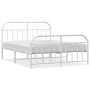 Estructura cama metal con cabecero y estribo blanco 160x200 cm de vidaXL, Camas y somieres - Ref: Foro24-353705, Precio: 111,...