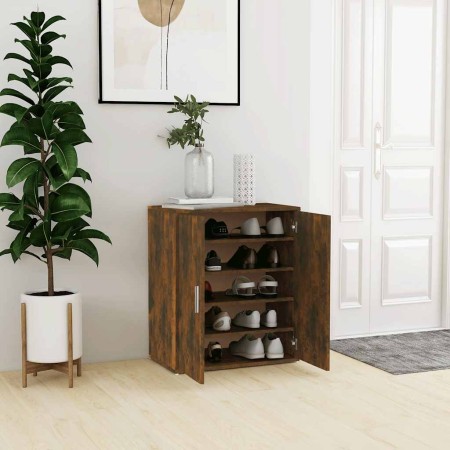 Mueble zapatero madera contrachapada roble ahumado 60x35x70 cm en Zapateros y organizadores de calzado | Comprar online en Foru.