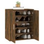 Mueble zapatero madera contrachapada roble ahumado 60x35x70 cm en Zapateros y organizadores de calzado | Comprar online en Foru.
