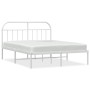Estructura de cama con cabecero metal blanca 160x200 cm de vidaXL, Camas y somieres - Ref: Foro24-353687, Precio: 124,73 €, D...