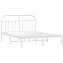 Estructura de cama con cabecero metal blanca 160x200 cm de vidaXL, Camas y somieres - Ref: Foro24-353687, Precio: 124,73 €, D...