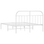 Estructura de cama con cabecero metal blanca 160x200 cm de vidaXL, Camas y somieres - Ref: Foro24-353687, Precio: 124,73 €, D...