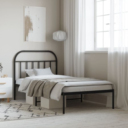 Estructura de cama con cabecero metal negro 100x190 cm de vidaXL, Camas y somieres - Ref: Foro24-353629, Precio: 79,71 €, Des...
