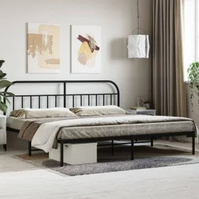 Bed frame with black metal headboard 193x203 cm by vidaXL, Beds and slatted bases - Ref: Foro24-353641, Price: 122,63 €, Disc...