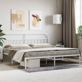 Estructura de cama con cabecero metal blanca 200x200 cm de vidaXL, Camas y somieres - Ref: Foro24-353691, Precio: 113,17 €, D...