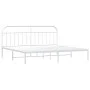 White metal bed frame with headboard 200x200 cm by vidaXL, Beds and slatted bases - Ref: Foro24-353691, Price: 111,59 €, Disc...