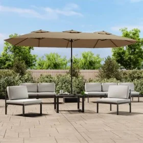 Taupegrauer Doppelschirm 449x245 cm von vidaXL, Sonnenschirme - Ref: Foro24-362948, Preis: 155,19 €, Rabatt: %