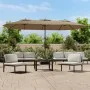 Sombrilla doble gris taupe 449x245 cm de vidaXL, Sombrillas - Ref: Foro24-362948, Precio: 155,19 €, Descuento: %