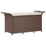 Banco de jardín con cojín ratán sintético marrón 116x46x57 cm de vidaXL, Bancos de jardín - Ref: Foro24-363416, Precio: 132,1...