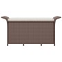 Banco de jardín con cojín ratán sintético marrón 116x46x57 cm de vidaXL, Bancos de jardín - Ref: Foro24-363416, Precio: 132,1...