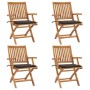 Sillas de jardín plegables 4 uds madera maciza teca con cojines en Sillas de jardín | Comprar online en Foru.es