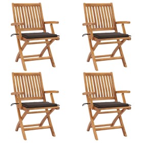 Sillas de jardín plegables 4 uds madera maciza teca con cojines en Sillas de jardín | Comprar online en Foru.es