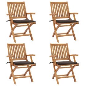 Sillas de jardín plegables 4 uds madera maciza teca con cojines en Sillas de jardín | Comprar online en Foru.es