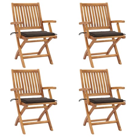 Sillas de jardín plegables 4 uds madera maciza teca con cojines en Sillas de jardín | Comprar online en Foru.es