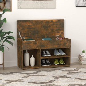 Banco zapatero madera contrachapada roble ahumado 80x30x45 cm en Zapateros y organizadores de calzado | Comprar online en Foru.e