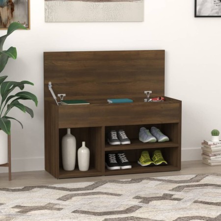 Banco zapatero madera contrachapada roble marrón 80x30x45 cm en Zapateros y organizadores de calzado | Comprar online en Foru.es