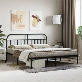 Estructura de cama con cabecero metal negro 180x200 cm de vidaXL, Camas y somieres - Ref: Foro24-353639, Precio: 150,79 €, De...