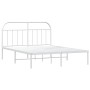 Estructura de cama con cabecero metal blanca 140x200 cm de vidaXL, Camas y somieres - Ref: Foro24-353685, Precio: 102,06 €, D...