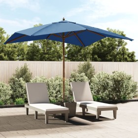 Sombrilla de jardín poste de madera azul azure 300x300x273 cm de vidaXL, Sombrillas - Ref: Foro24-363198, Precio: 87,20 €, De...