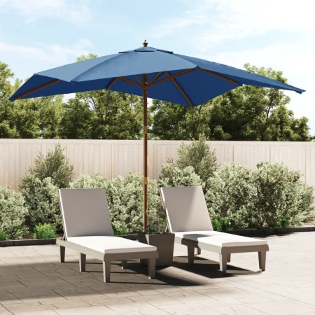 Sombrilla de jardín poste de madera azul azure 300x300x273 cm de vidaXL, Sombrillas - Ref: Foro24-363198, Precio: 87,20 €, De...