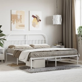 Estructura de cama de metal con cabecero blanco 183x213 cm de vidaXL, Camas y somieres - Ref: Foro24-353689, Precio: 107,11 €...