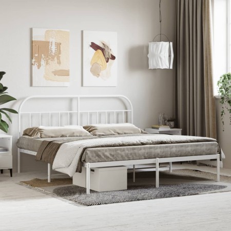Estructura de cama de metal con cabecero blanco 183x213 cm de vidaXL, Camas y somieres - Ref: Foro24-353689, Precio: 107,11 €...