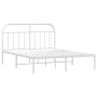 Estructura de cama de metal con cabecero blanco 183x213 cm de vidaXL, Camas y somieres - Ref: Foro24-353689, Precio: 107,11 €...