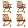 Sillas de jardín plegables 4 uds madera maciza teca con cojines en Sillas de jardín | Comprar online en Foru.es