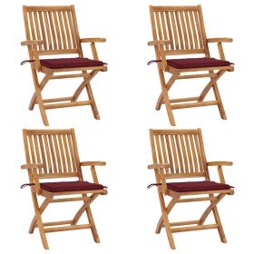 Sillas de jardín plegables 4 uds madera maciza teca con cojines en Sillas de jardín | Comprar online en Foru.es