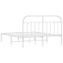 Estructura de cama de metal con cabecero blanco 183x213 cm de vidaXL, Camas y somieres - Ref: Foro24-353689, Precio: 107,11 €...