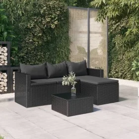 Conjunto de muebles de jardín ratán sintético negro de vidaXL, Conjuntos de jardín - Ref: Foro24-362330, Precio: 359,25 €, De...
