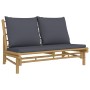 Banco de jardín bambú con cojines gris oscuro de vidaXL, Sofás modulares de exterior - Ref: Foro24-363457, Precio: 178,51 €, ...