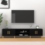 Mueble de TV madera contrachapada negro 180x31,5x40 cm en Muebles TV | Comprar online en Foru.es