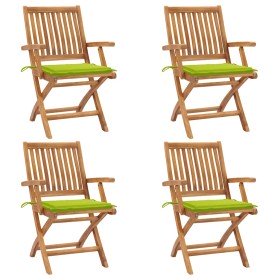 Sillas de jardín plegables 4 uds madera maciza teca con cojines en Sillas de jardín | Comprar online en Foru.es