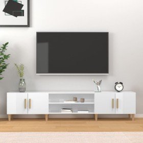 Mueble de TV madera contrachapada blanco brillo 180x31,5x40 cm en Muebles TV | Comprar online en Foru.es