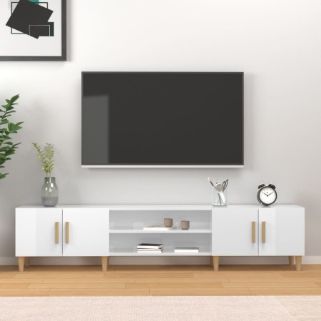 Mueble de TV madera contrachapada blanco brillo 180x31,5x40 cm en Muebles TV | Comprar online en Foru.es
