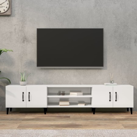 Mueble de TV madera contrachapada blanco brillo 180x31,5x40 cm en Muebles TV | Comprar online en Foru.es