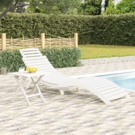 Tumbona con mesa madera maciza de acacia blanca de vidaXL, Tumbonas - Ref: Foro24-363282, Precio: 188,57 €, Descuento: %