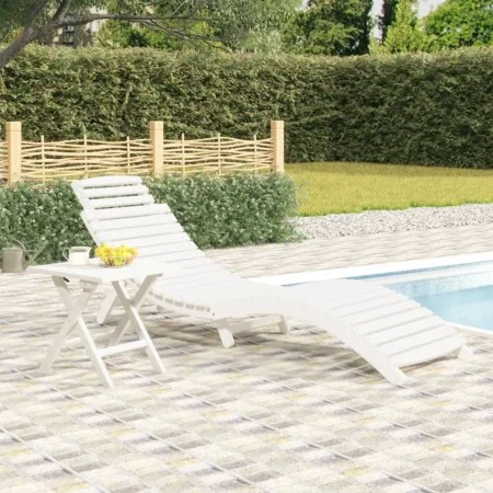 Tumbona con mesa madera maciza de acacia blanca de vidaXL, Tumbonas - Ref: Foro24-363282, Precio: 188,57 €, Descuento: %