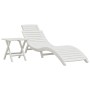 Tumbona con mesa madera maciza de acacia blanca de vidaXL, Tumbonas - Ref: Foro24-363282, Precio: 201,13 €, Descuento: %