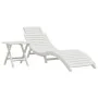 Tumbona con mesa madera maciza de acacia blanca de vidaXL, Tumbonas - Ref: Foro24-363282, Precio: 188,57 €, Descuento: %