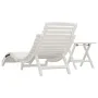 Tumbona con mesa madera maciza de acacia blanca de vidaXL, Tumbonas - Ref: Foro24-363282, Precio: 188,57 €, Descuento: %